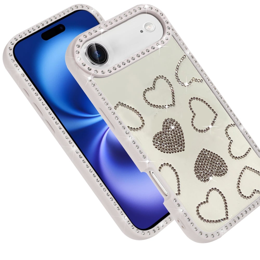 For Apple iPhone 17 Air (6.6") Spread Love Glitter Shimmer Bling Diamond Edge Hybrid Drop Protection Shockproof Design Case Cover