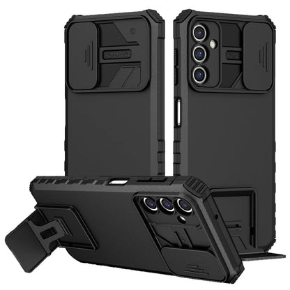 For Samsung Galaxy A15 5G Hybrid Hard PC & TPU Rubber Shockproof with Kickstand & Covered Camera Protection Case Cover Black