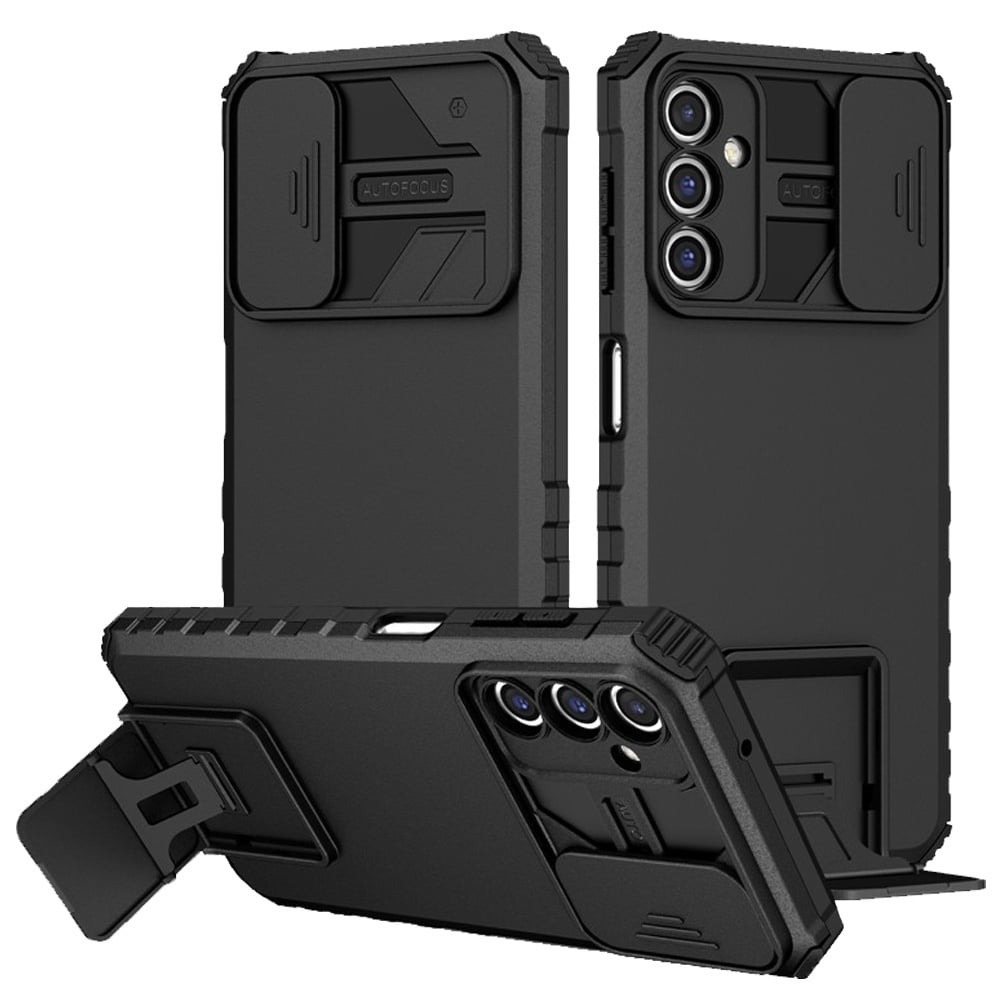 For Samsung Galaxy A15 5G Hybrid Hard PC & TPU Rubber Shockproof with Kickstand & Covered Camera Protection Case Cover Red