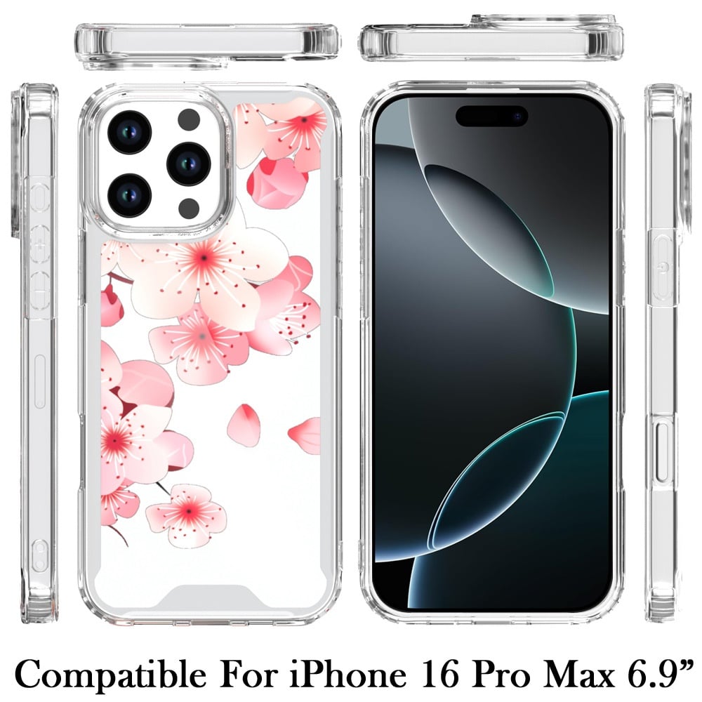 For iPhone 16 Pro Max (6.9") Beautiful TPU Design, Slim Shockproof Soft Cover for Women and Girls, Stylish Protective Case Cover