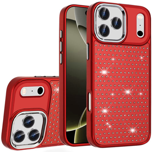 For Apple iPhone 17 Pro Bling Diamond Metallic, Full Sparkle Chrome Edged Hybrid Protective Shockproof Case Cover