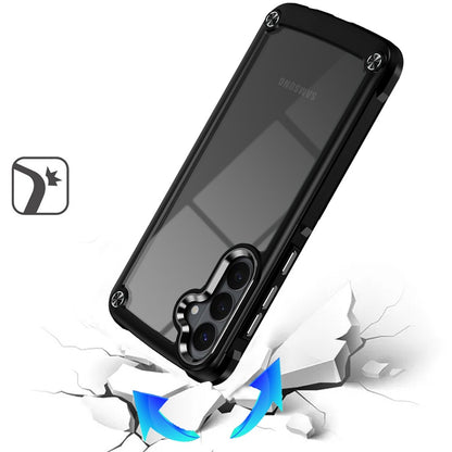For Samsung Galaxy S26 Hybrid Transparent Rubber with Metal Buttons & Camera Edges Hard TPU Corner Frame Bumper Case Cover