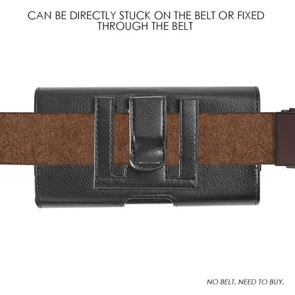 For Apple iPhone 16 Pro (6.3") Universal Horizontal PU Leather Phone Belt Holster Case Magnetic Closure with Credit Card ID Holder Pouch Cover [Black]