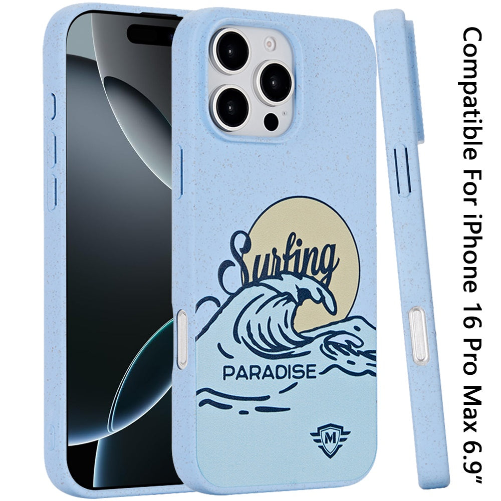 For Apple iPhone 16 Pro Max (6.9") Eco Friendly Bio-Degradable Design Hybrid Cases Slim Fit Soft TPU Drop Protection Rubber printed Case Cover