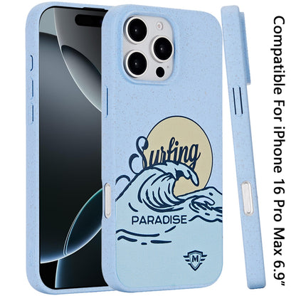 For Apple iPhone 16 Pro Max (6.9") Eco Friendly Bio-Degradable Design Hybrid Cases Slim Fit Soft TPU Drop Protection Rubber printed Case Cover