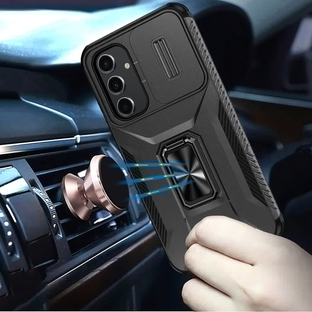 For Samsung Galaxy A15 5G Case, Camera Cover with Magnetic Rotation Ring Stand, Military Grade Hybrid Hard TPU Shockproof Case Cover