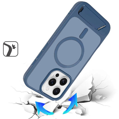 For Samsung Galaxy S26 Ultra Matte Magnetic Circle Back TPU Hybrid Drop Protection with Metal Kickstand Shockproof Design Case Cover Royal Blue