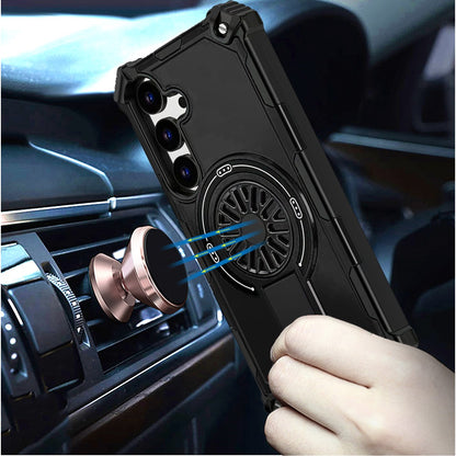For Samsung Galaxy S25 FE /S25 Fan Edition Texture Design Invisible Kickstand Case, MagSafe Compatible Hybrid Shockproof Cover, Car Mount Friendly Case Cover