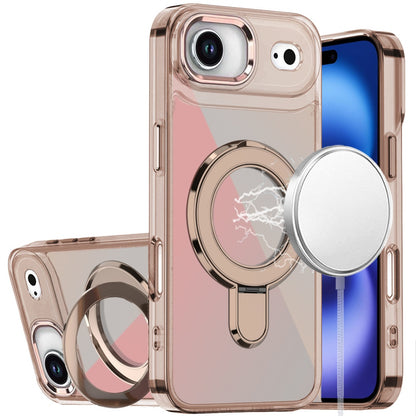 For Apple iPhone 17 AIR Chrome Hybrid with Rotating Magnetic Circle Ring Stand, Slim Shockproof Hybrid Case Cover