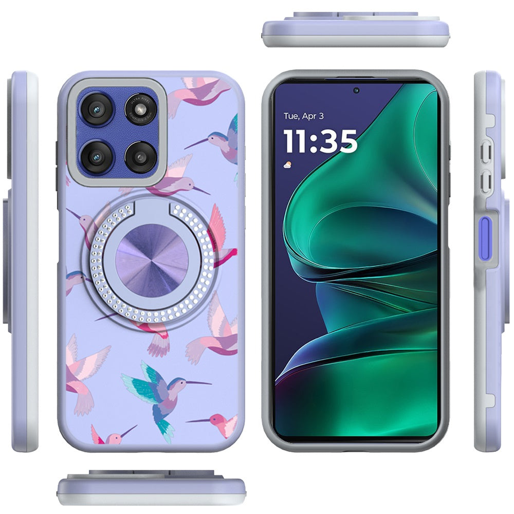 For Motorola Moto G Stylus 5G 2026 /2025 Pattern Design Hybrid with Invisible Ring Stand & Magnetic Back, Shockproof Protective Grip Case Cover