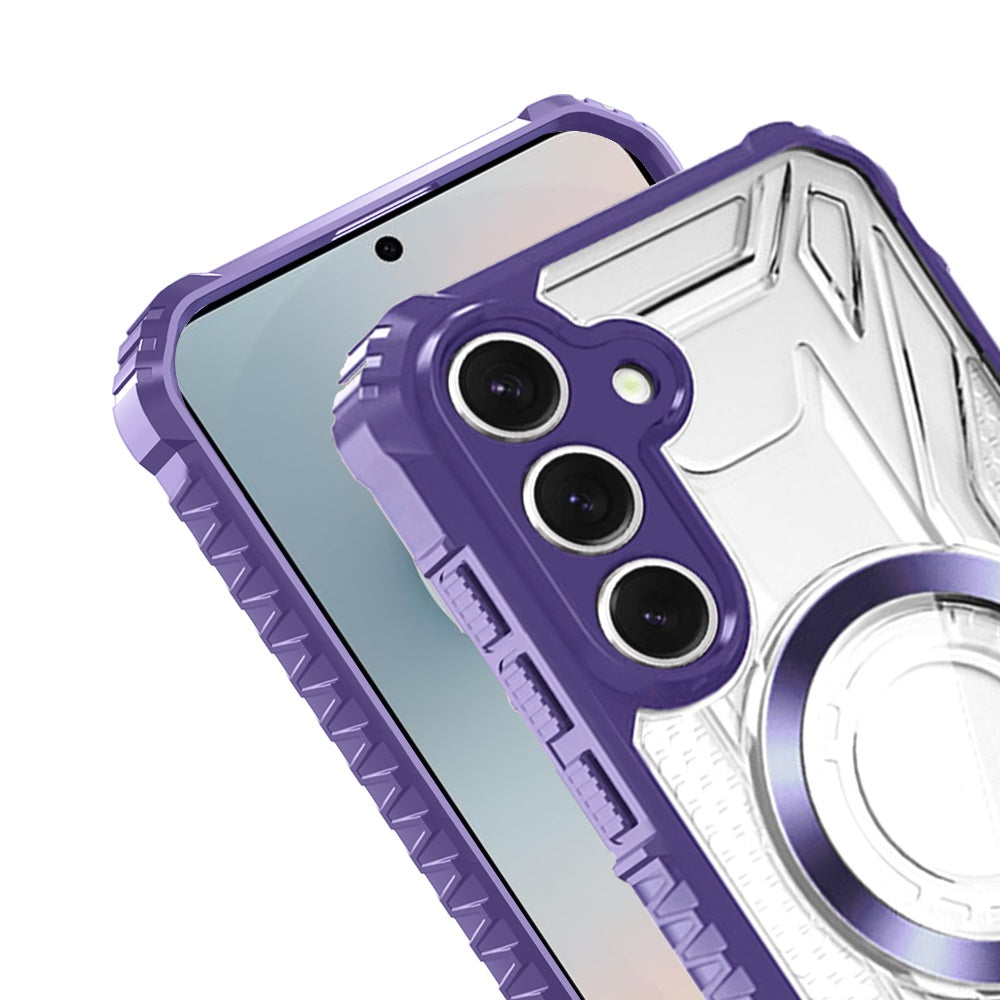 For Samsung Galaxy S25 FE /S25 Fan Edition MagSafe Compatible Pattern Clear Transparent Rugged Hybrid Magnetic TPU Shockproof Armor Case Cover Purple