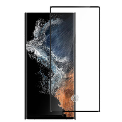 Screen Protector for Samsung Galaxy S23 Ultra Tempered Glass 3D Curved Edge Full Glue Fingerprint Unlock HD Clear Bubble Free Sensitive Touch Screen Guard Cover Tempered Glass