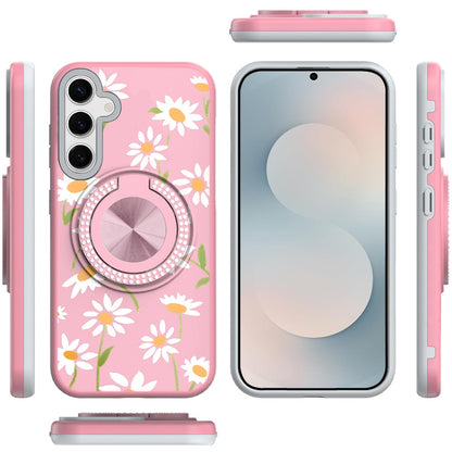 For Samsung Galaxy S26+ / S26 Plus Pattern Design Hybrid with Invisible Ring Stand & Magnetic Back, Shockproof Protective Grip Case Cover