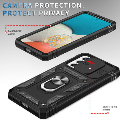 For Samsung Galaxy A36 Hybrid Shockproof, Built-in Sliding Camera Lens Protection with Magnetic Finger Ring Stand Holder Case Cover