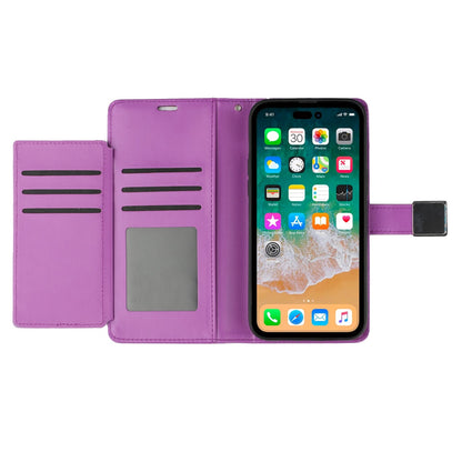 For iPhone 15 Pro Max (6.7") Wallet Cases PU Leather with Credit Card /ID /Cash Holder Slot Dual Flip Book Pouch, Stand and Strap Case Cover