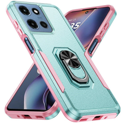 For Motorola Moto G 5G 2025 Hybrid Rugged Tough 2in1 Drop-Proof Protection Military Grade Armor with Metal Ring Stand Case Cover