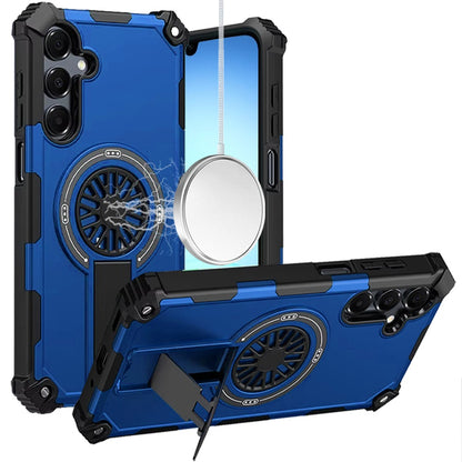 For Samsung Galaxy A17 5G Texture Design Invisible Kickstand Case, MagSafe Compatible Hybrid Shockproof Cover, Car Mount Friendly Case Cover