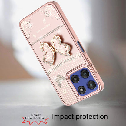 For Motorola Moto G Stylus 5G 2026 /2025 Glitter 3D Butterfly Design Bling Metallic Edge Hybrid Stand Drop Protection TPU Shockproof Case Cover