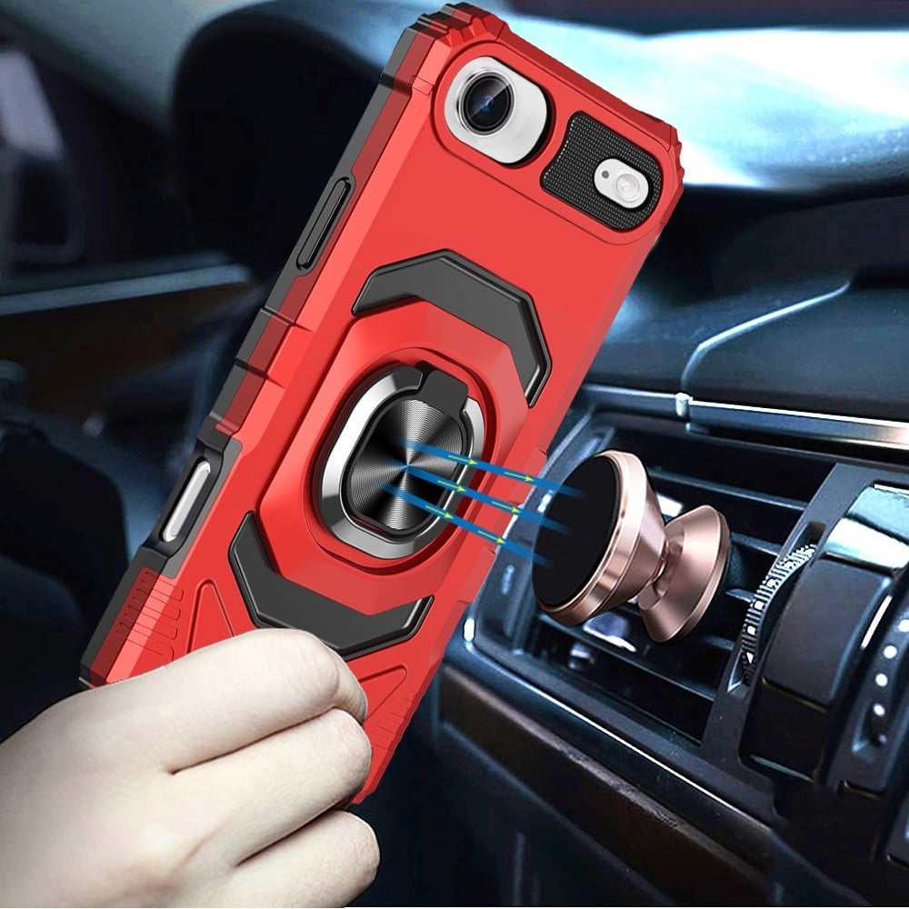 For Apple iPhone 17 Air (6.6") Hybrid Dual Layer with 360° Rotate Magnetic Ring Stand Holder Kickstand TPU Rugged PC Shockproof Case Cover