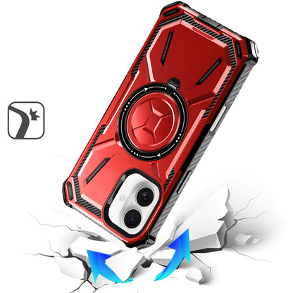 For iPhone 16 (6.1") Shockproof Hybrid Magnetic Ring Case - 360° Rotatable Stand with MagSafe Compatibility Case Cover