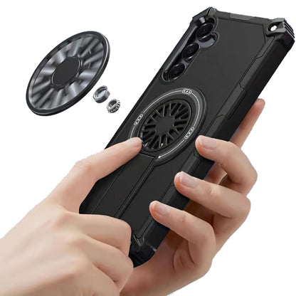 For Samsung Galaxy A57 Texture Design Invisible Kickstand Case, MagSafe Compatible Hybrid Shockproof Cover, Car Mount Friendly Case Cover