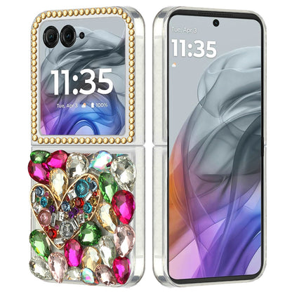 For Motorola Razr 2024 Bling Crystal 3D Full Diamonds Luxury Sparkle Glitter Rhinestone Hybrid Protective Case Cover