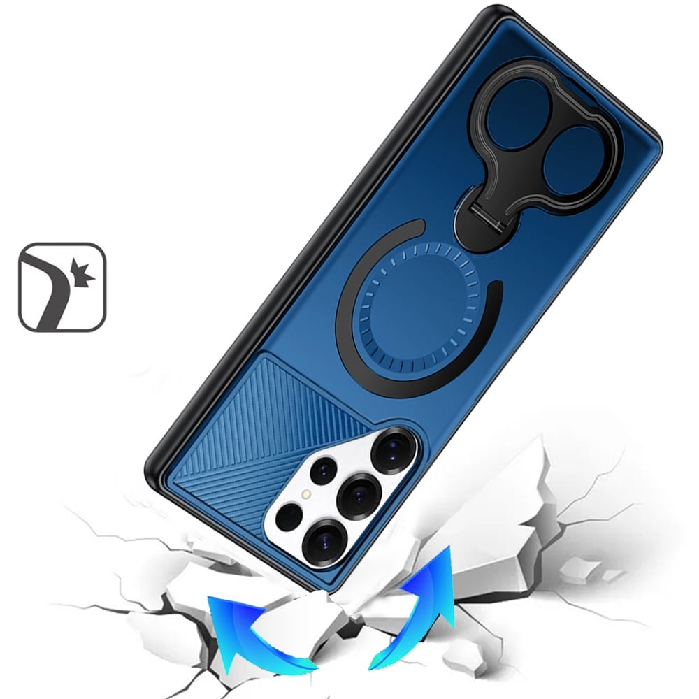 Phone Case for Samsung Galaxy S25 Ultra Magnetic 2 Ring Stand Car Mount Friendly Shockproof Rugged Grip Armor Dual Ring Kickstand Heavy Duty Hybrid Cover