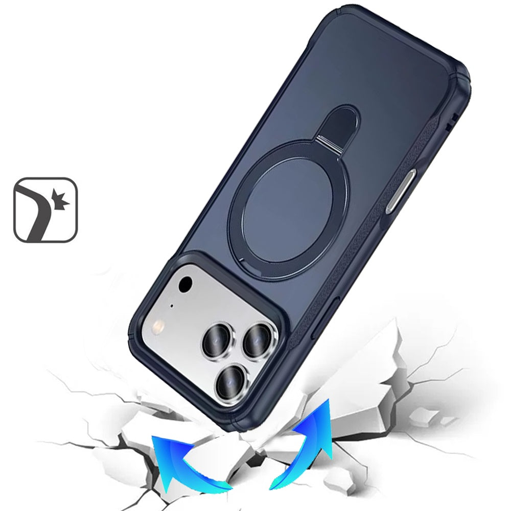 Phone Case for Apple iPhone 17 Pro Max (6.9") Magnetic Ring Stand Matte Finish Shockproof Grip Slim Armor Heavy Duty TPU Protective Hybrid Cover Navy Blue