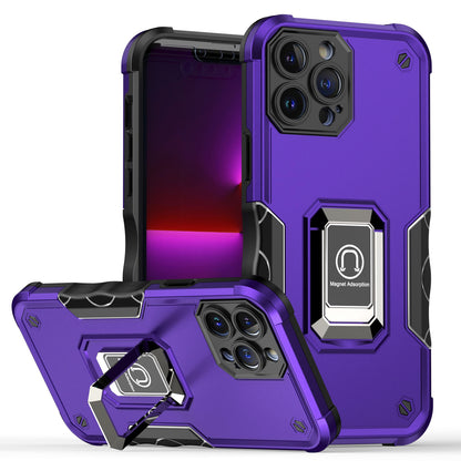 For Samsung Galaxy Z Flip 7 FE Hybrid Stand Magnetic Ring Holder Kickstand Heavy Duty Rugged Drop Silicone & Hard PC Shockproof Case Cover Purple