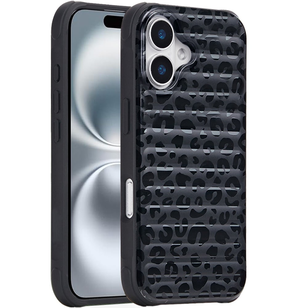 For Apple iPhone 16 Plus Chrome Leopard Magnetic Hybrid Shockproof Protection Rose Gold Design Anti Scratch Secure Grip Stylish Durable Finish Case Cover Solid Black