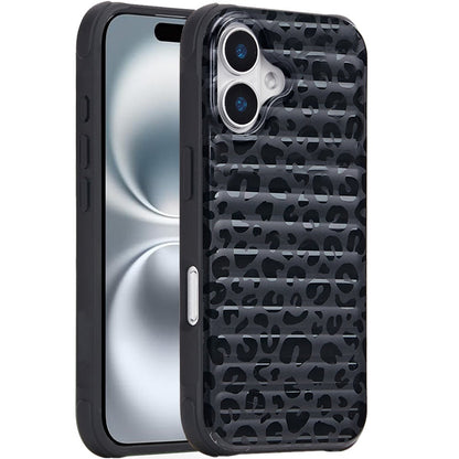 For Apple iPhone 16 Plus Chrome Leopard Magnetic Hybrid Shockproof Protection Rose Gold Design Anti Scratch Secure Grip Stylish Durable Finish Case Cover Solid Black