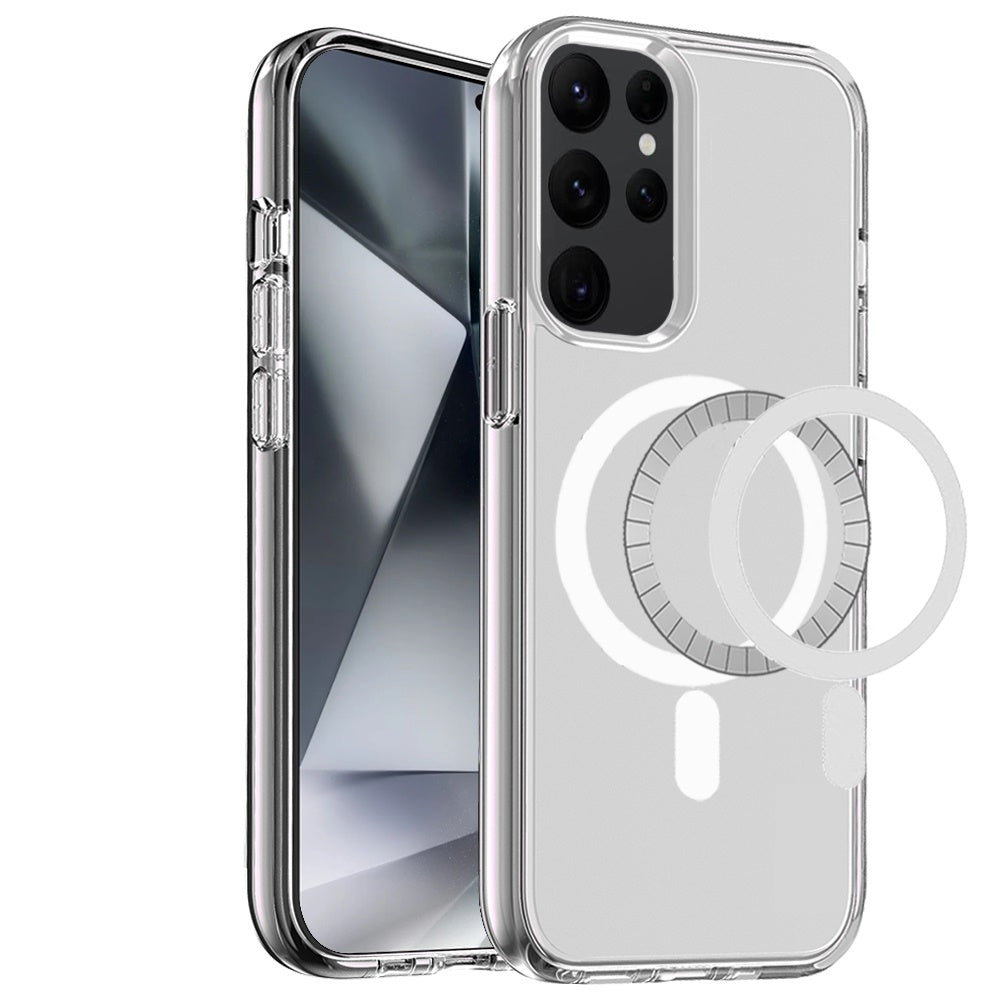 For Apple iPhone 17 Pro MagSafe Compatible Transparent Hybrid Case with Magnetic Circle, Shock Absorption TPU Rubber Case Cover Smoke Gray