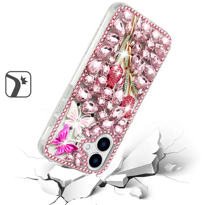 For Motorola Razr 2025 /2024 Bling Crystal 3D Full Diamonds Luxury Sparkle Rhinestone Hybrid Case Cover Pink Exquisite Garden Flower