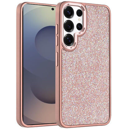 For Samsung Galaxy S25 Ultra Crystal Sparkle Diamond Glass Full Mini Glitter Bling Frame TPU Hybrid Protective Case Cover