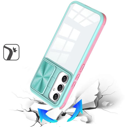 For Samsung Galaxy A36 Hybrid Cases with Sliding Camera Cover Transparent Shockproof Bumper TPU Protective Case Cover