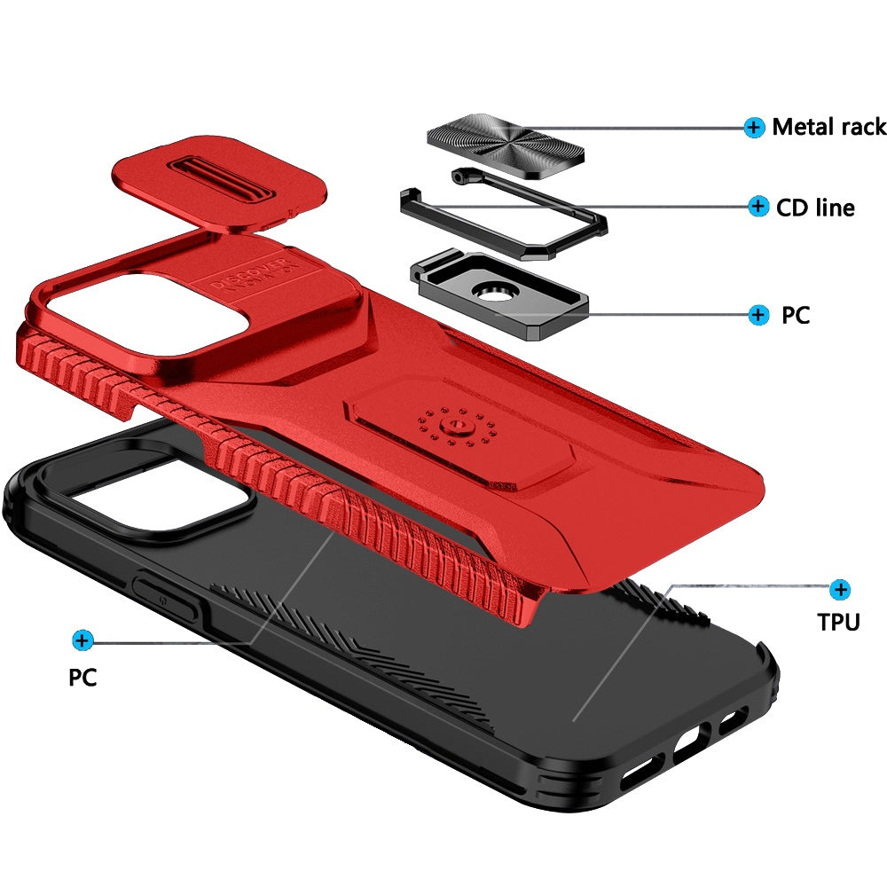 For Apple iPhone 15 Pro Max Case, Camera Cover with Magnetic Rotation Ring Stand, Military Grade Hybrid Hard TPU Shockproof Case Cover