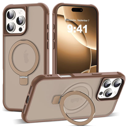 For Apple iPhone 17 Pro Max Translucent Matte Finish, MagSafe Compatible, Built-in Ring Stand, Shockproof Protective Back Case Cover