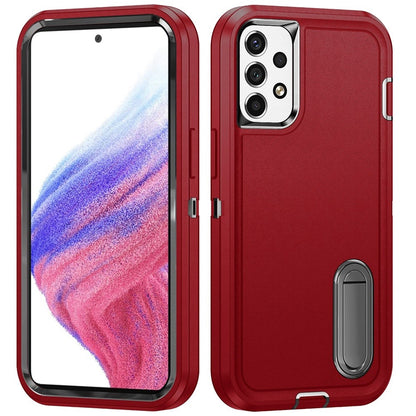 For Apple iPhone 16 (6.1") Hybrid 3 Layers Hard 3in1 Shockproof with Kickstand Heavy Duty Hard TPU Rubber Anti-Drop Case Cover Red