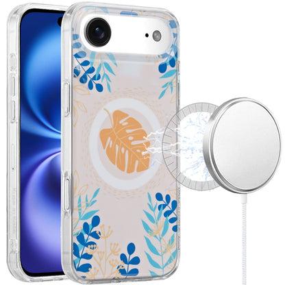 For Apple iPhone 17 Stylish Pattern Fashion IMD Printed Design TPU Double Layer Slim Shockproof with Magnetic Back Case Cover Tropical Flowers