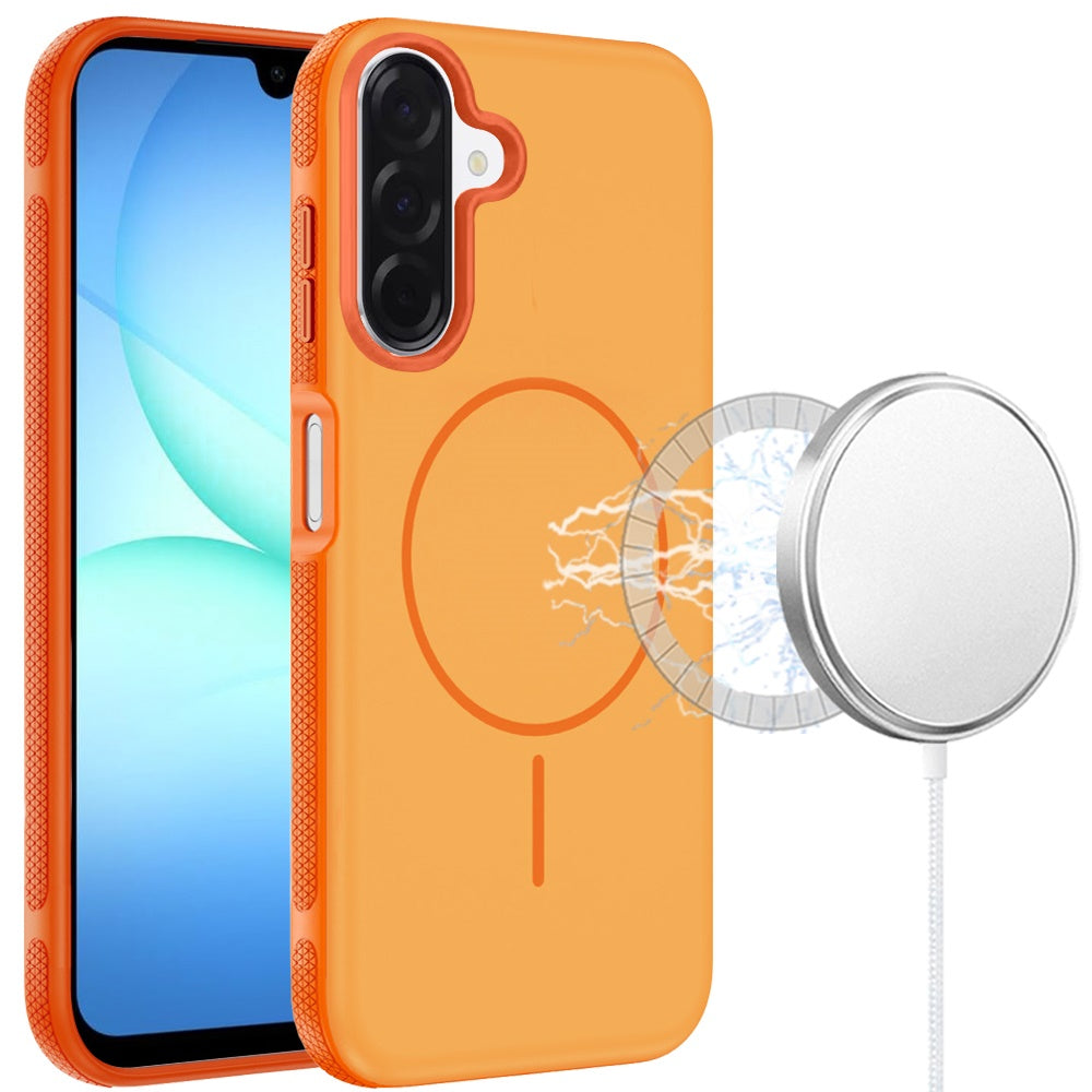For Samsung Galaxy A17 5G Super Magnetic Premium Edged Core Matte Thick Hybrid Drop Protection Shockproof Design Case Cover Cosmic Orange