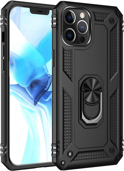 For Google Pixel 6A Shockproof Hybrid Dual Layer PC + TPU with Ring Stand Metal Kickstand Heavy Duty Armor Shell Case Cover