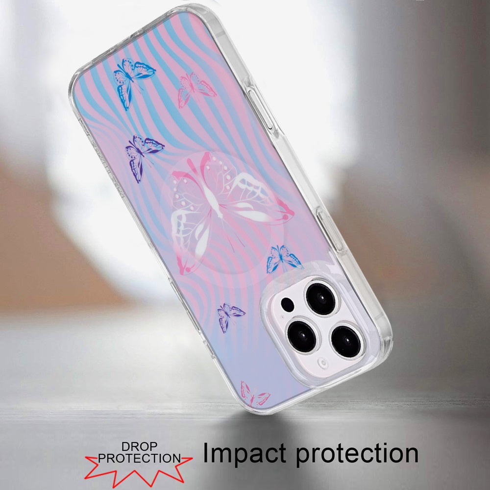 For iPhone 16 Pro Max (6.9") Stylish Pattern Fashion IMD Printed Design TPU Double Layer Slim Shockproof with Magnetic Back Case Cover