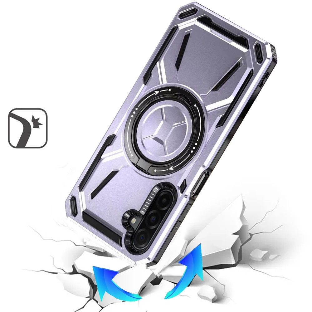 For Samsung Galaxy A17 5G Hybrid Magnetic Ring and 360° Rotational Kickstand with MagSafe Compatible, Military Grade Drop Protection Case Cover