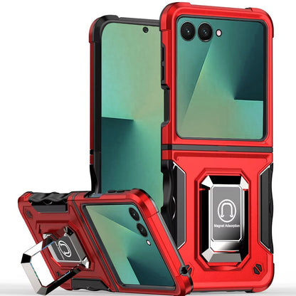 For Samsung Galaxy Z Flip 7 Hybrid Stand Magnetic Ring Holder Kickstand Heavy Duty Rugged Drop Silicone & Hard PC Shockproof Case Cover