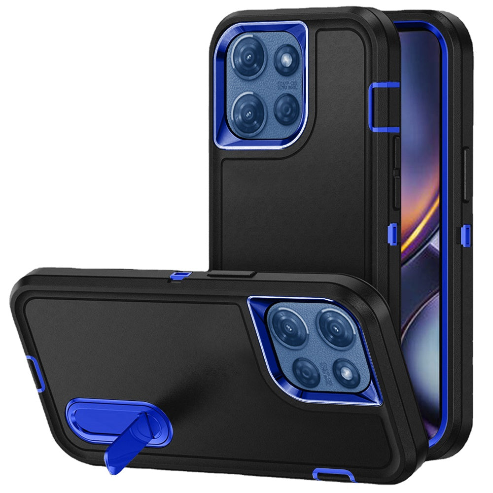 For Motorola Moto G 5G /Moto G 2025 Hybrid 3 Layers Hard 3in1 Shockproof with Kickstand Heavy Duty Hard TPU Rubber Anti-Drop Case Cover