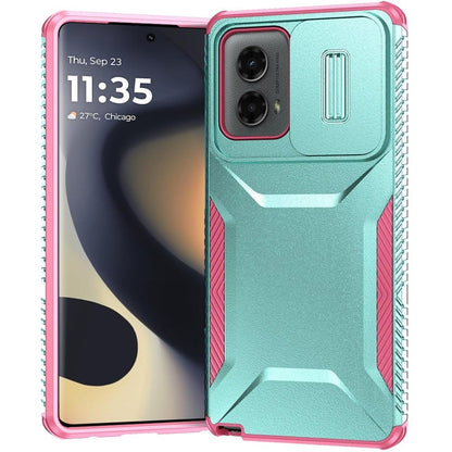 For Motorola Edge 2024 Slim Fit Shockproof Hybrid with Slide Camera Window Covering, Rugged Tpu Silicone Hard PC Bumper Case Cover