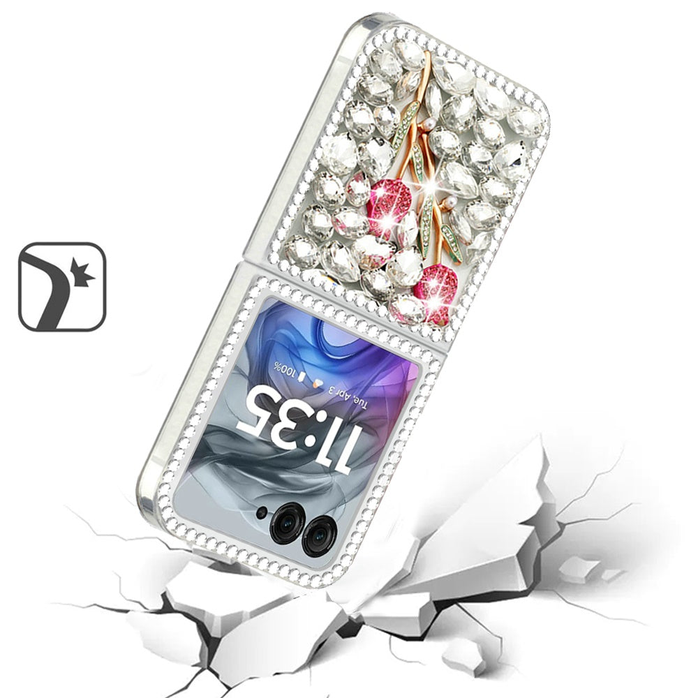For Motorola Razr 2025 /2024 Bling Crystal 3D Full Diamonds Luxury Sparkle Rhinestone Hybrid Case Cover Crystal Exquisite Garden Flower
