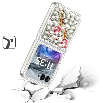 For Motorola Razr 2025 /2024 Bling Crystal 3D Full Diamonds Luxury Sparkle Rhinestone Hybrid Case Cover Crystal Exquisite Garden Flower