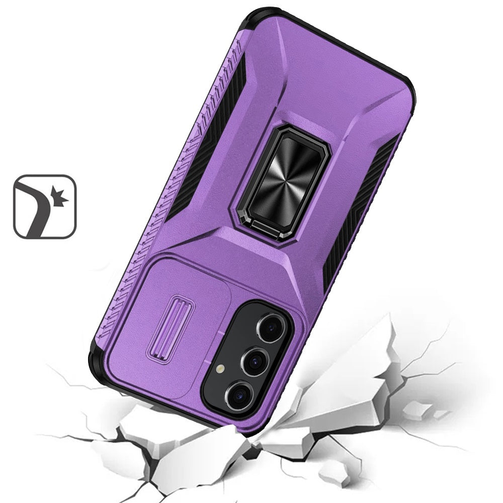 For Samsung Galaxy S26+ / S26 Plus Case, Camera Cover with Magnetic Rotation Ring Stand, Military Grade Hybrid Hard TPU Shockproof Case Cover
