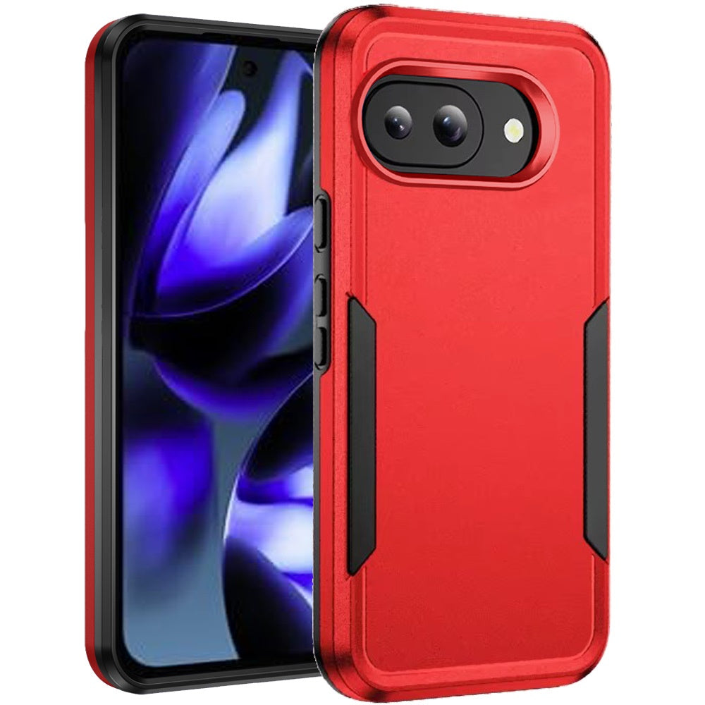 For Google Pixel 9A Heavy Duty Shockproof Dual Layer Drop Protection Tough Hybrid Rugged Rubber Armor Defend Case Cover Red